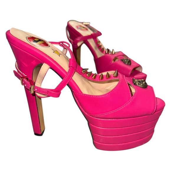 Hot Pink Platform Spiked Heels – Size 8 – NWOT – Bold Retro Statement Style - Picture 2 of 8